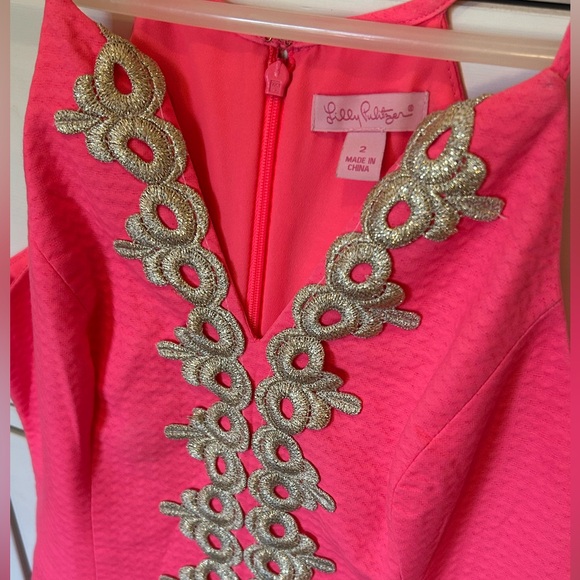 Lilly Pulitzer women’s size 2 strappy hot pink and gold sundress - Picture 2 of 10